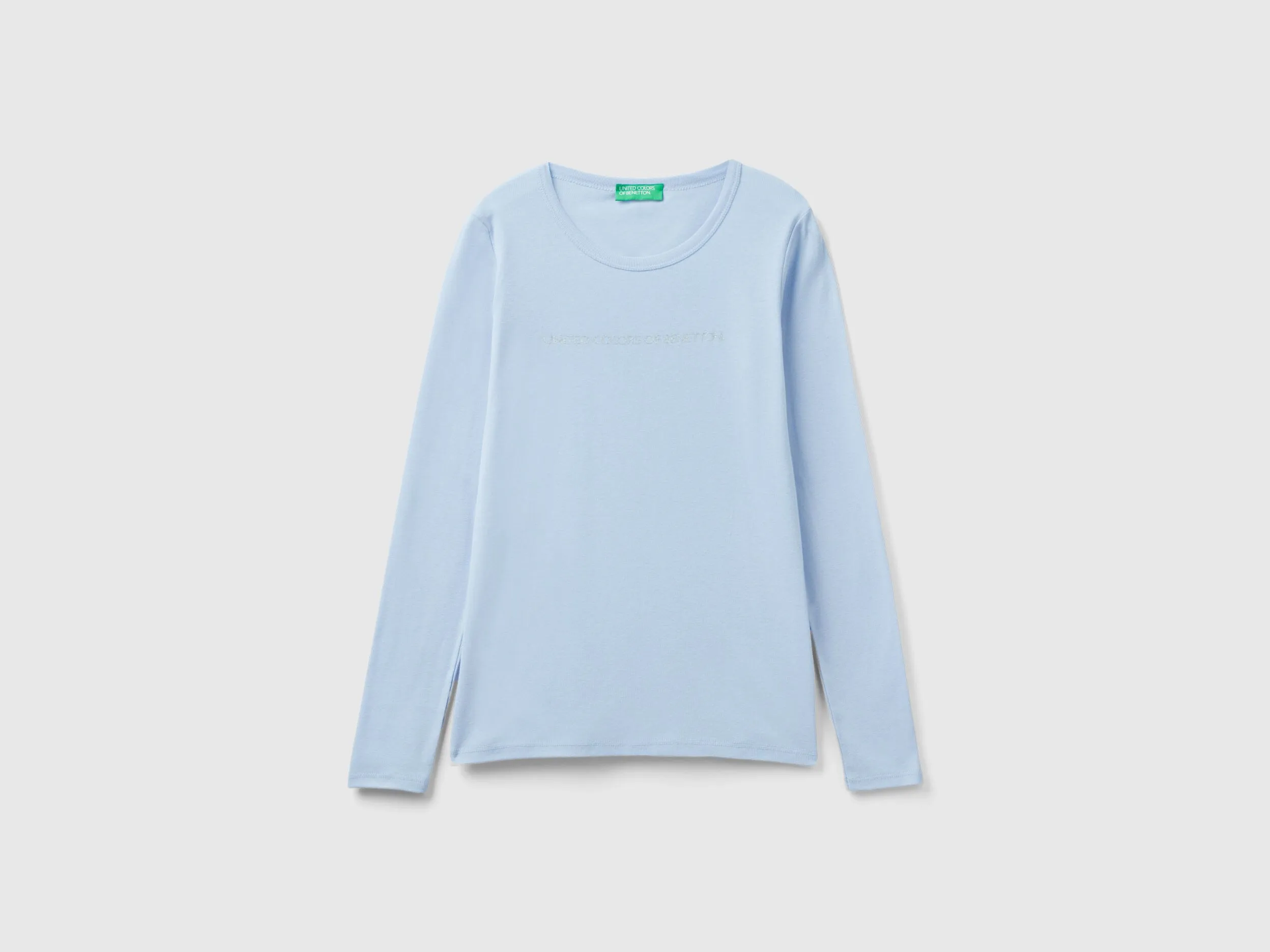 Camiseta de manga larga de 100 % algodón celeste
