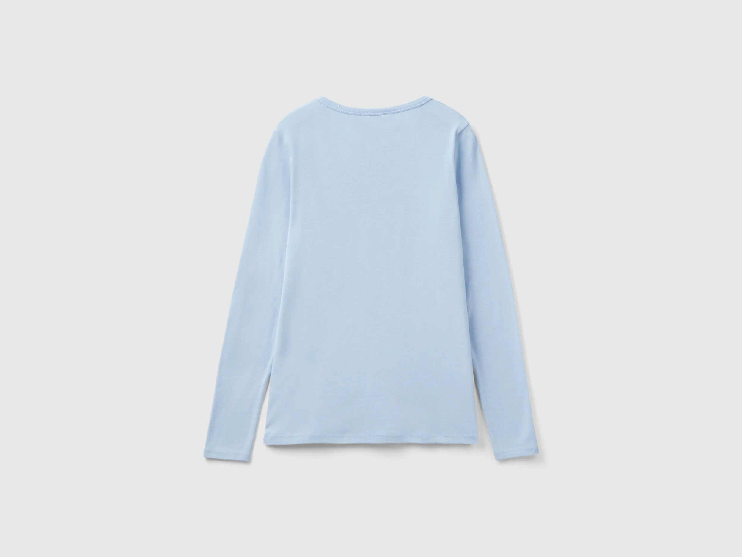 Camiseta de manga larga de 100 % algodón celeste