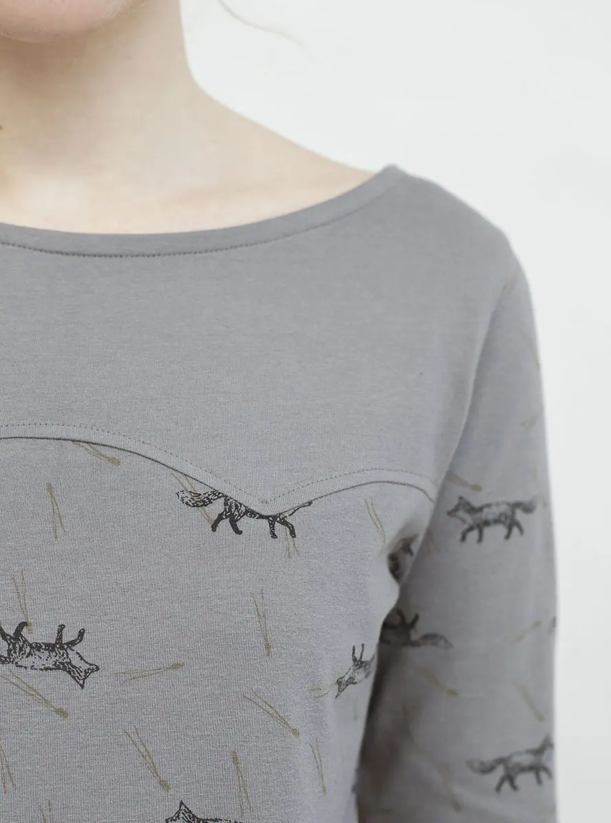 Camiseta gris mujer de manga larga en algodón orgánico