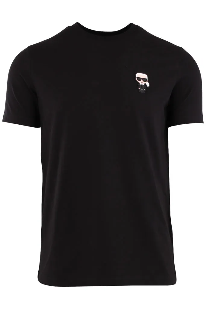 Camiseta negra con logo engomado de Karl