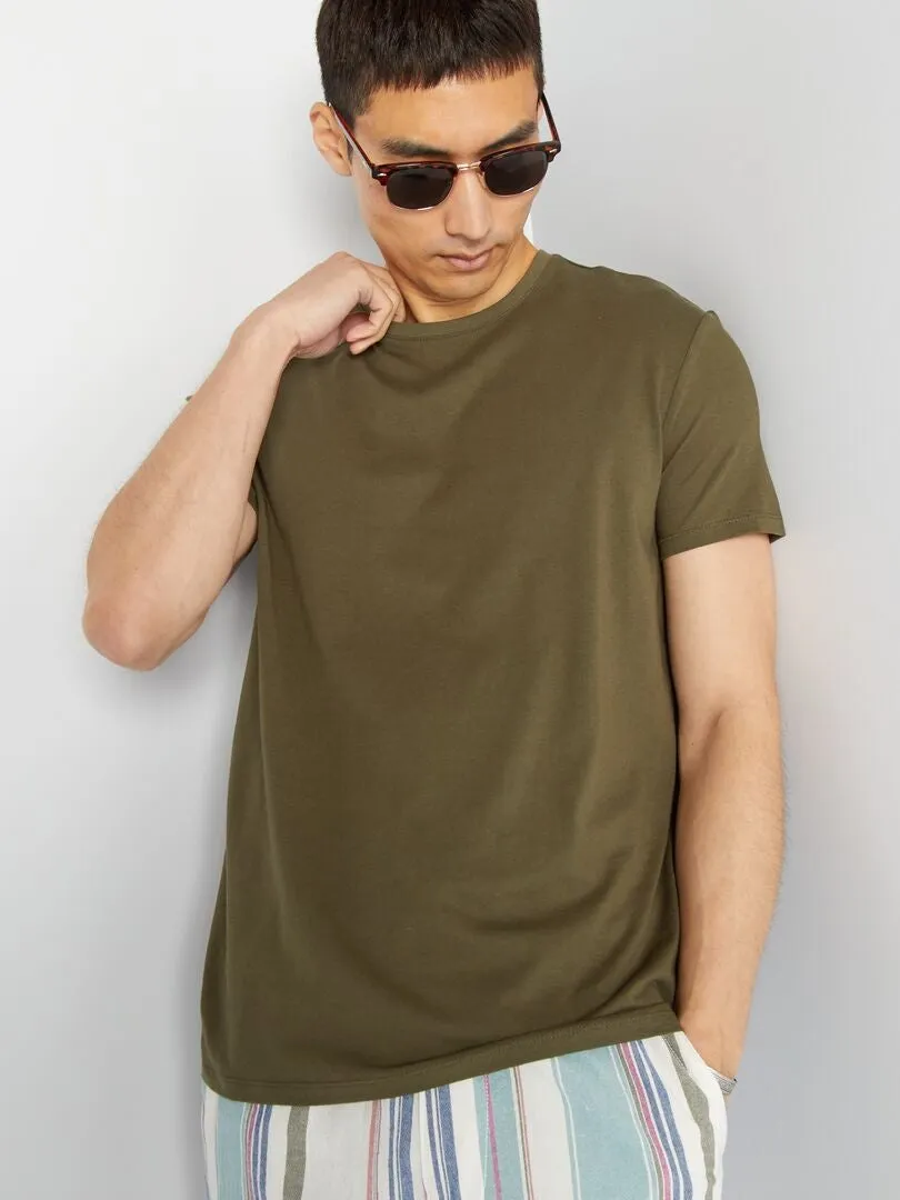 CAMISETA RECTA DE PUNTO LISA  KAKI