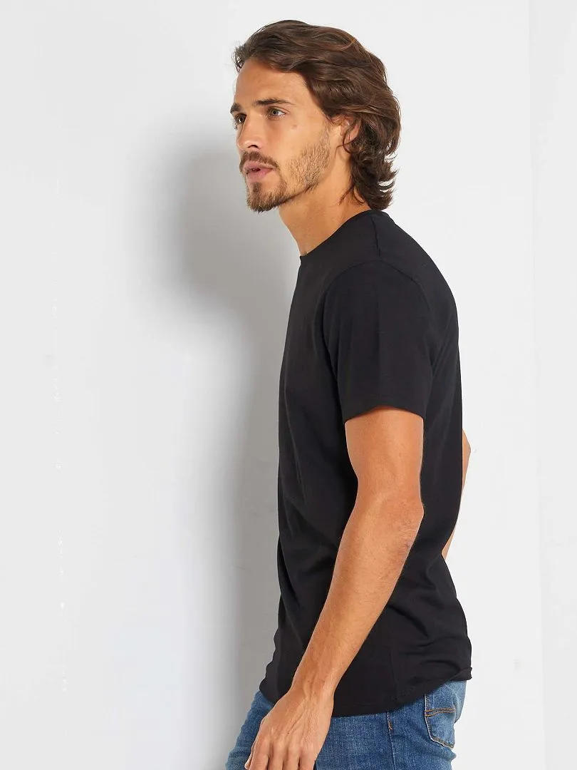CAMISETA RECTA DE PUNTO LISA  NEGRO
