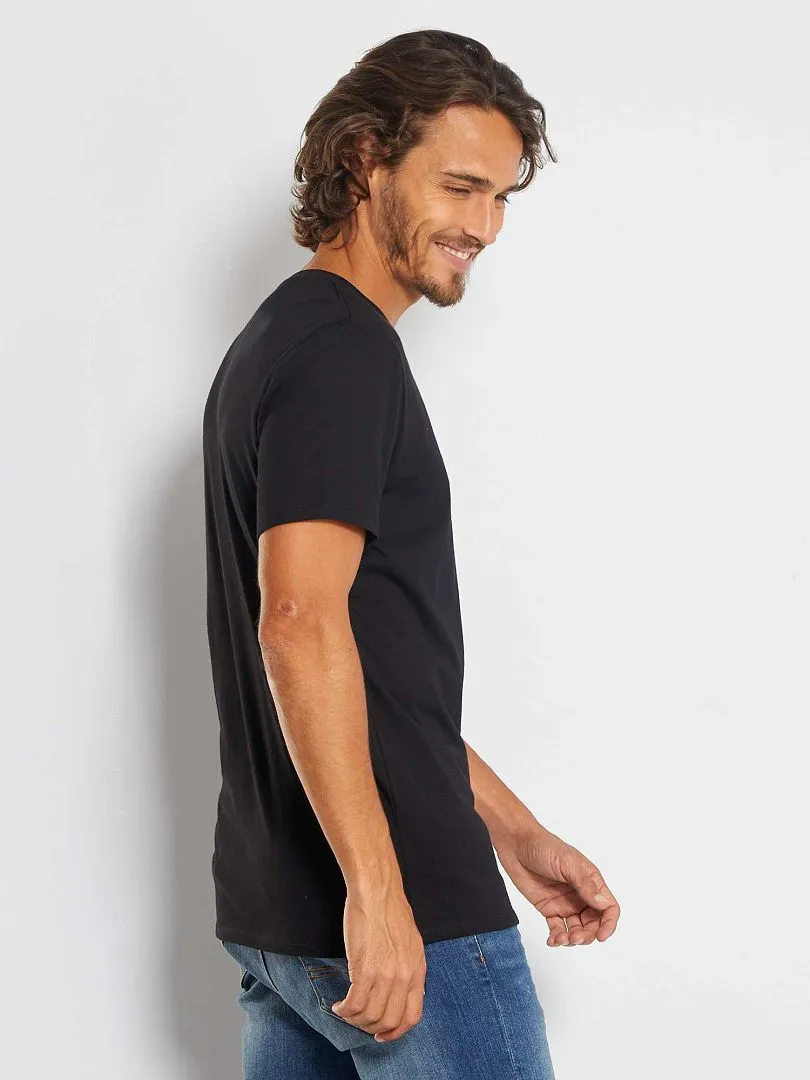 CAMISETA RECTA DE PUNTO LISA  NEGRO