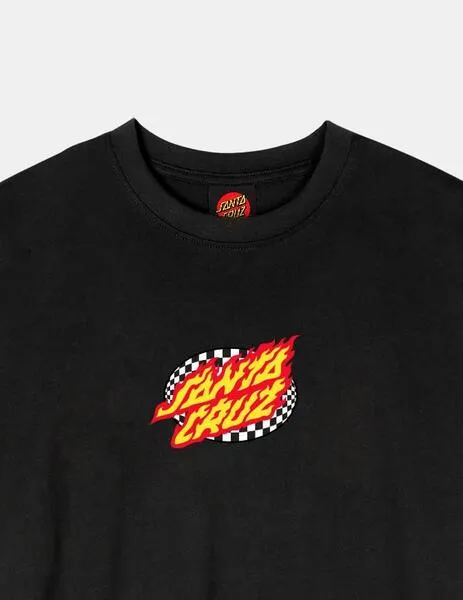 CAMISETA SANTA CRUZ OVAL CHECK FLAME FRONT  BLACK