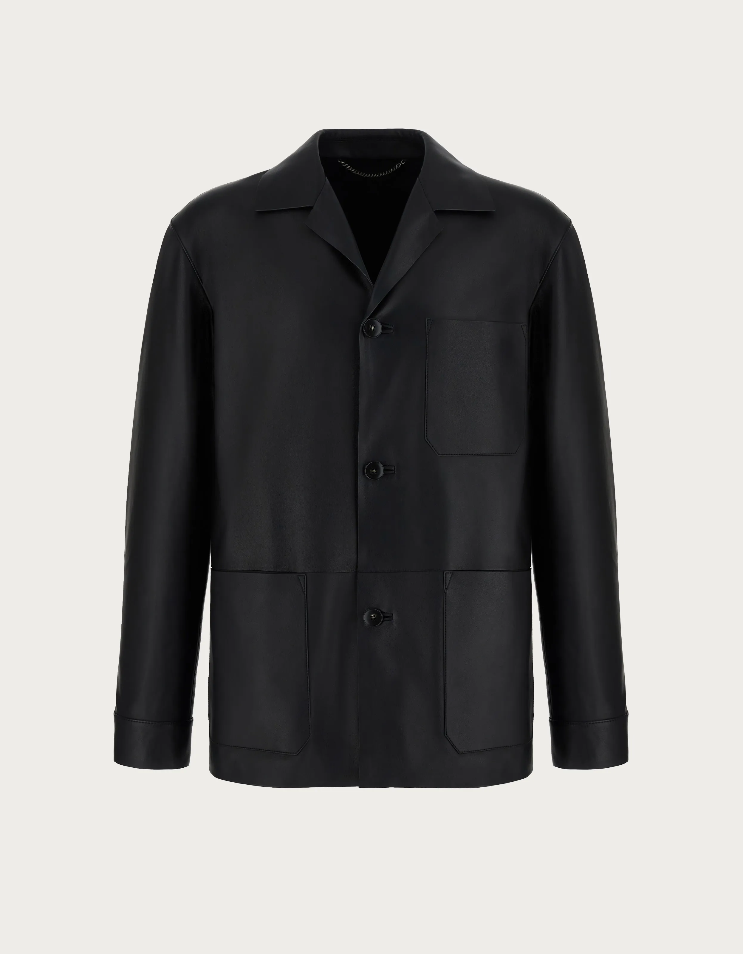 Chaqueta de trabajo en napa negra mate 