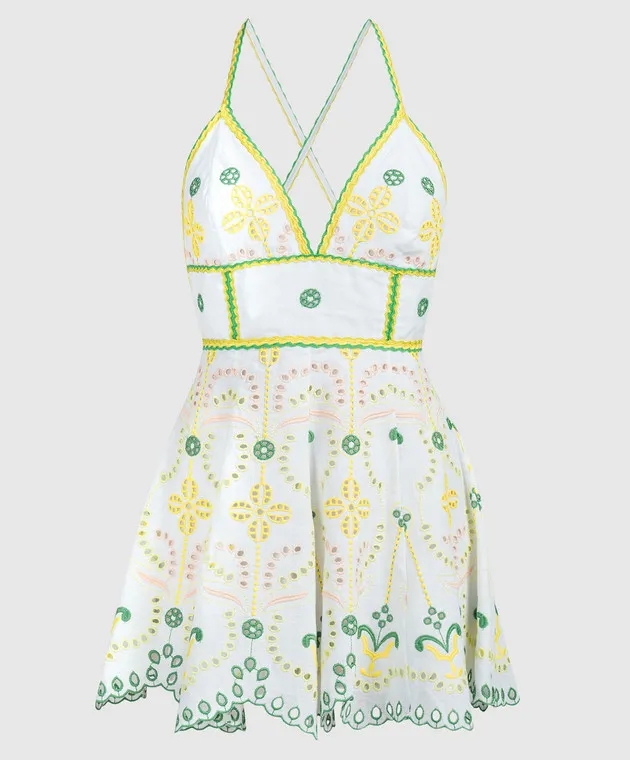 Charo Ruiz Cluzet white linen dress with embroidery