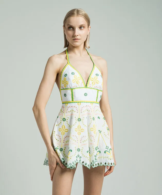 Charo Ruiz Cluzet white linen dress with embroidery