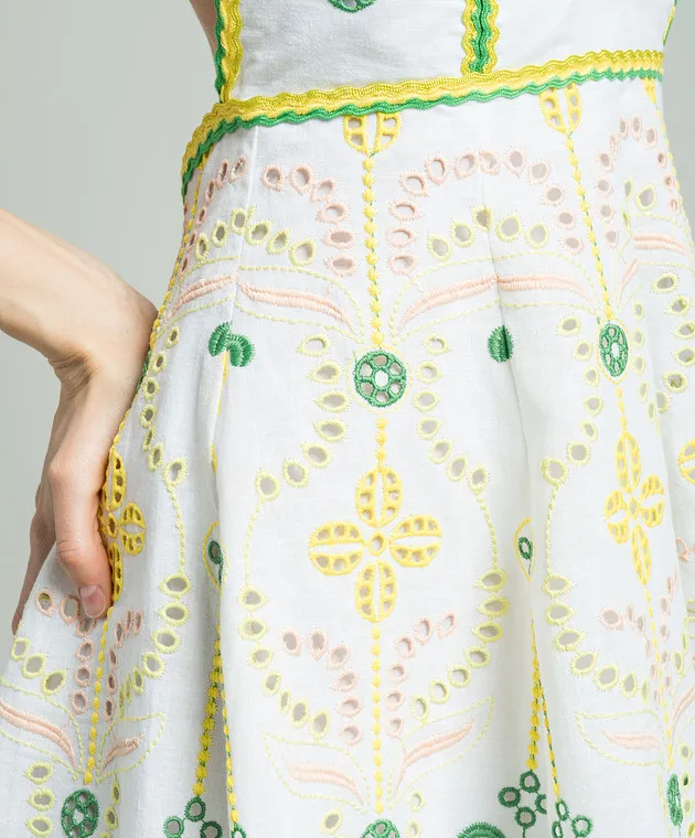 Charo Ruiz Cluzet white linen dress with embroidery