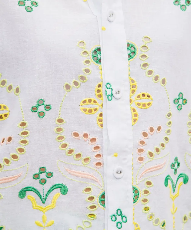 Charo Ruiz Isma white linen blouse with broderie embroidery
