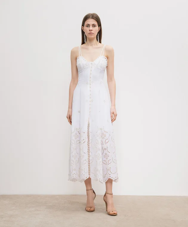 Charo Ruiz Mutti white linen dress with embroidery
