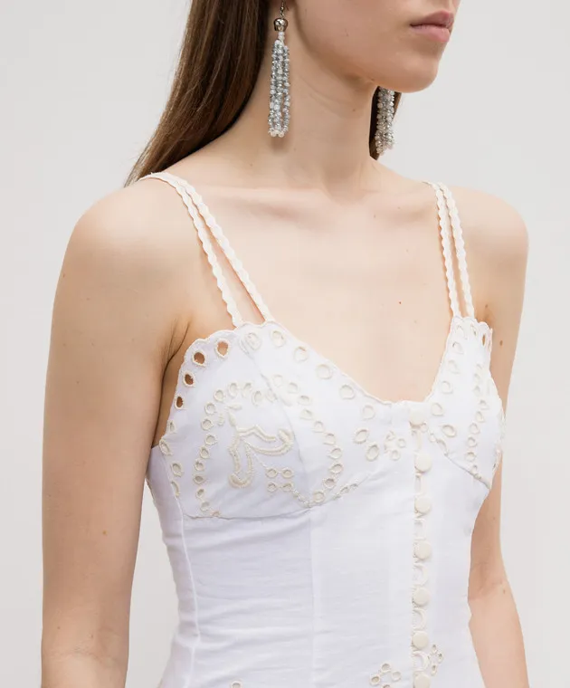 Charo Ruiz Mutti white linen dress with embroidery