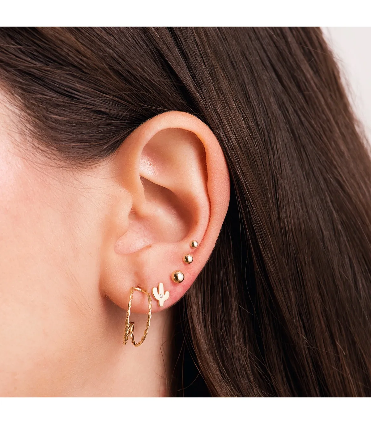 Clous d'oreilles Or 18K Cactus