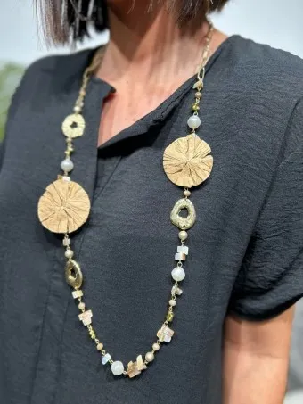 Collar Perlas y Rosetones KISSIMA Taupe 79