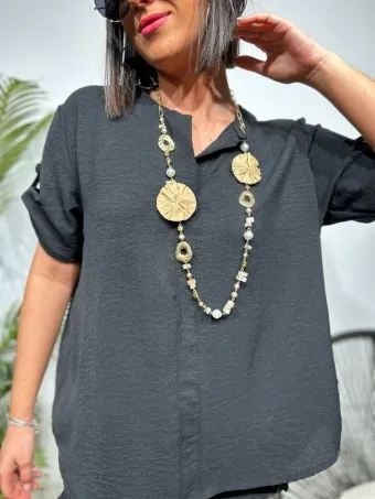 Collar Perlas y Rosetones KISSIMA Taupe 79