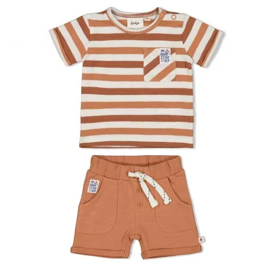Conjunto bebé Feetje rayas marrónes