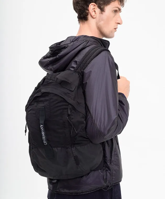 C.P. Company Black Nylon B backpack with logo