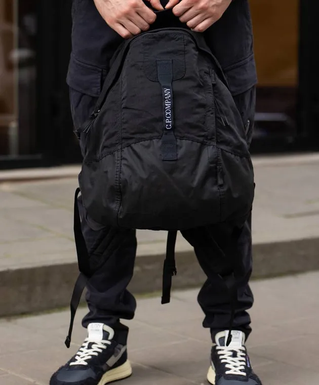 C.P. Company Black Nylon B backpack with logo