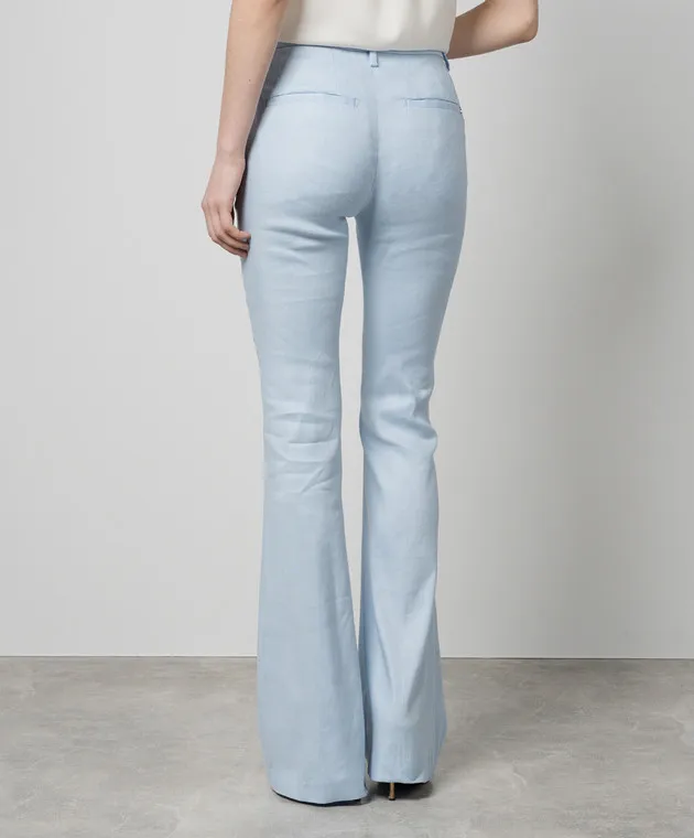 Dondup Blue Tina flared pants with linen