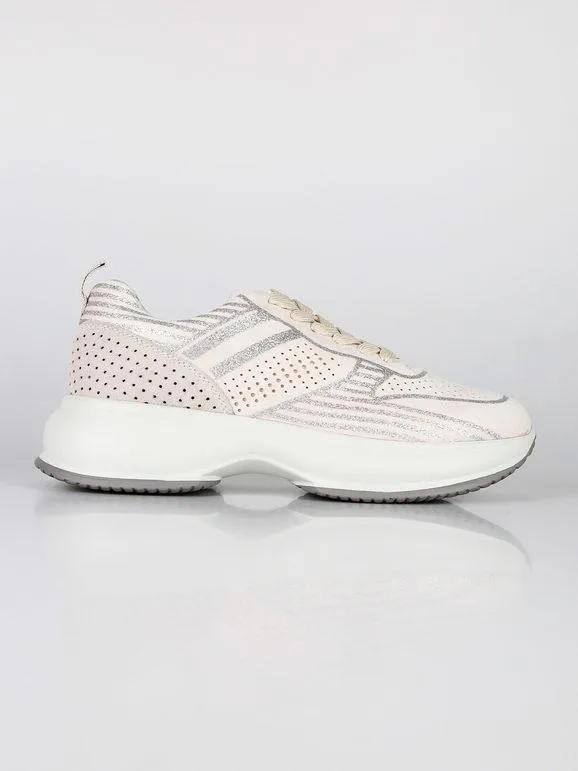Energy Zapatillas de mujer con cordones, cuña y purpurina