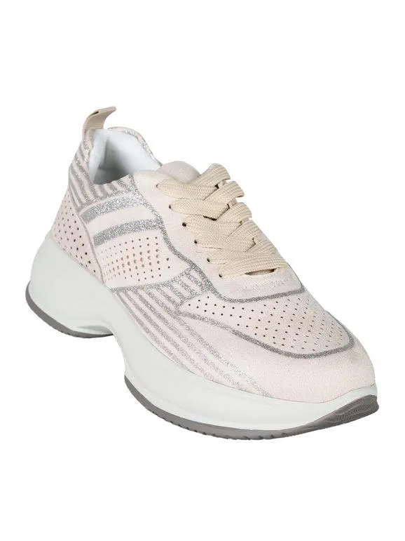 Energy Zapatillas de mujer con cordones, cuña y purpurina