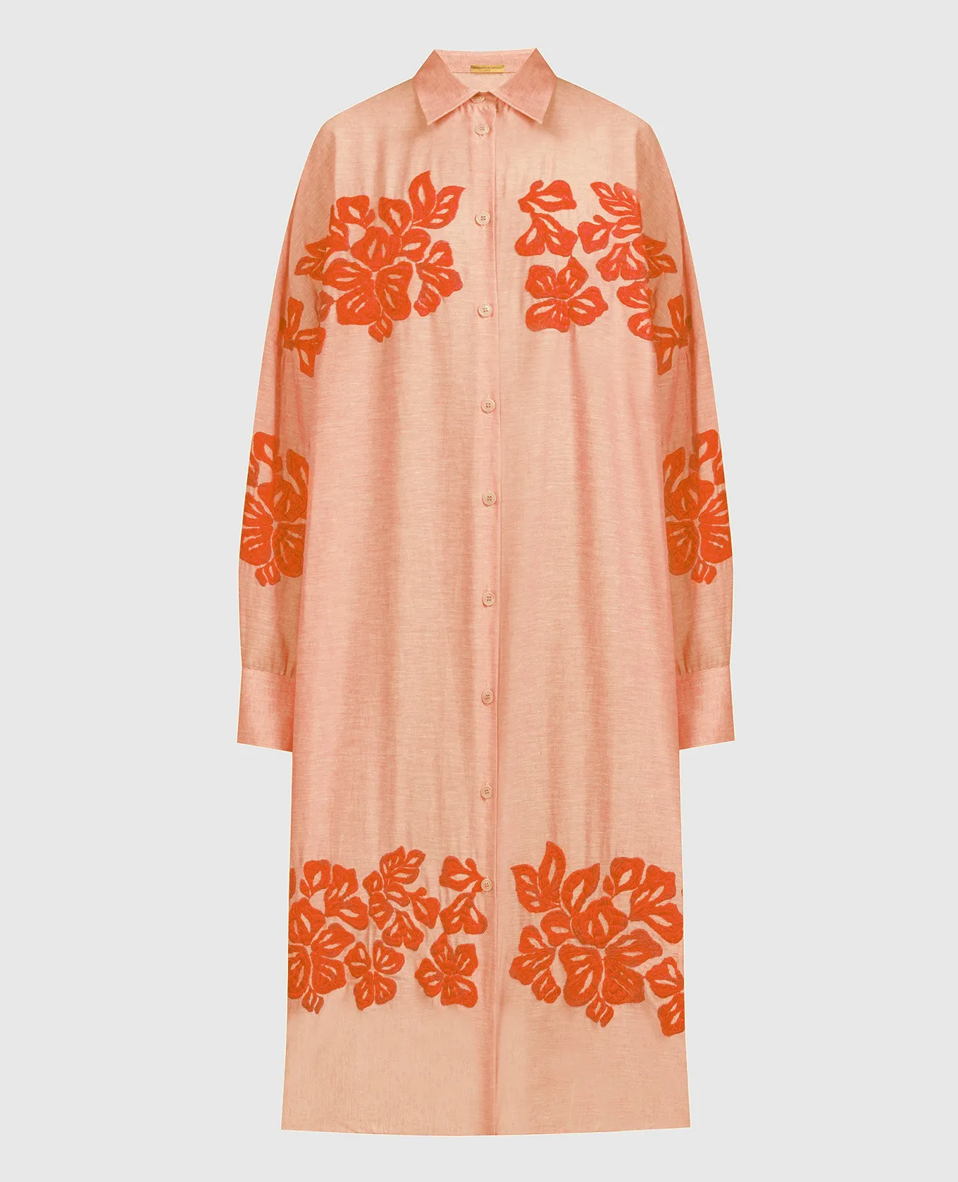 Ermanno Scervino Orange linen shirt dress with embroidery
