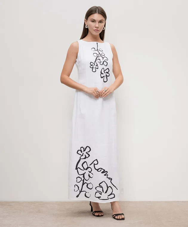 Faithfull Nahna Roma white printed linen dress