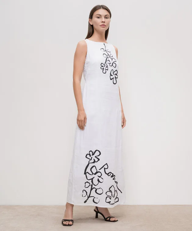 Faithfull Nahna Roma white printed linen dress