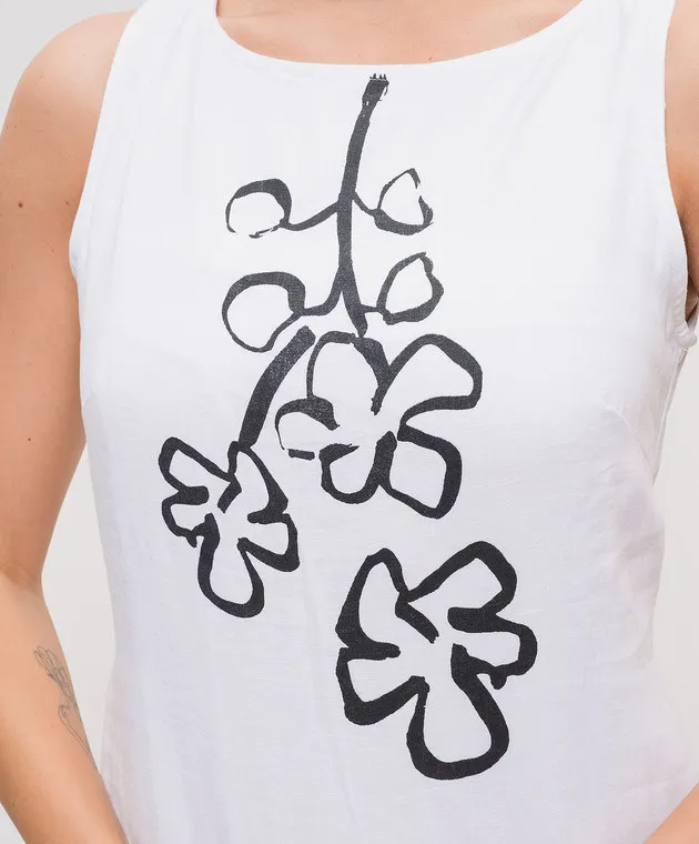 Faithfull Nahna Roma white printed linen dress