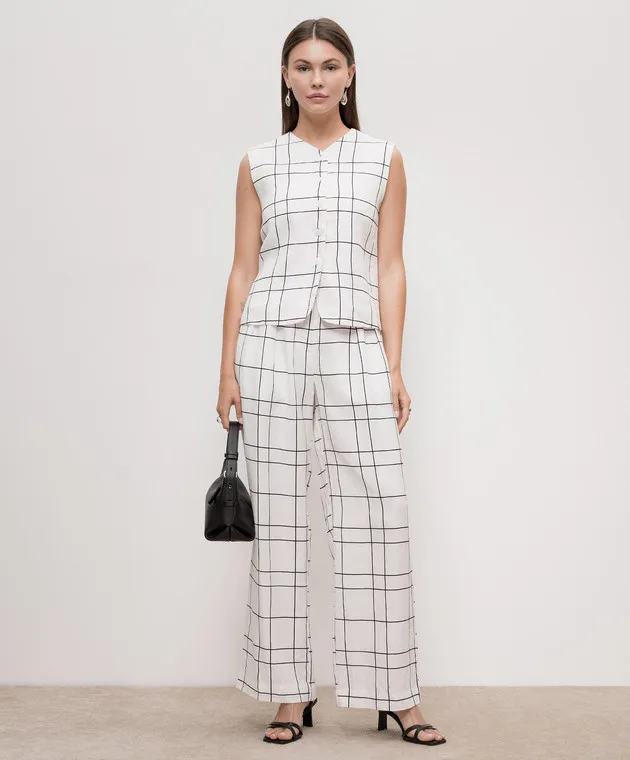 Faithfull White vest Genio Letizia made of checked linen