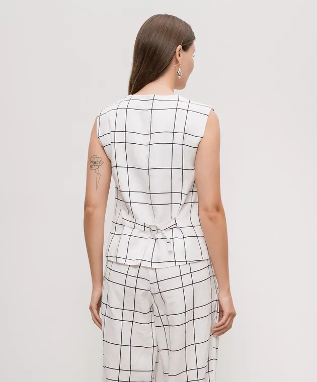 Faithfull White vest Genio Letizia made of checked linen