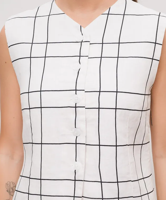 Faithfull White vest Genio Letizia made of checked linen