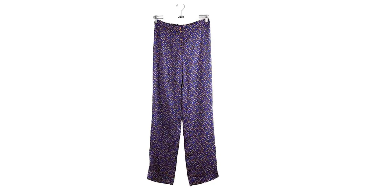 Heimstone Pantalón ancho de seda Azul 