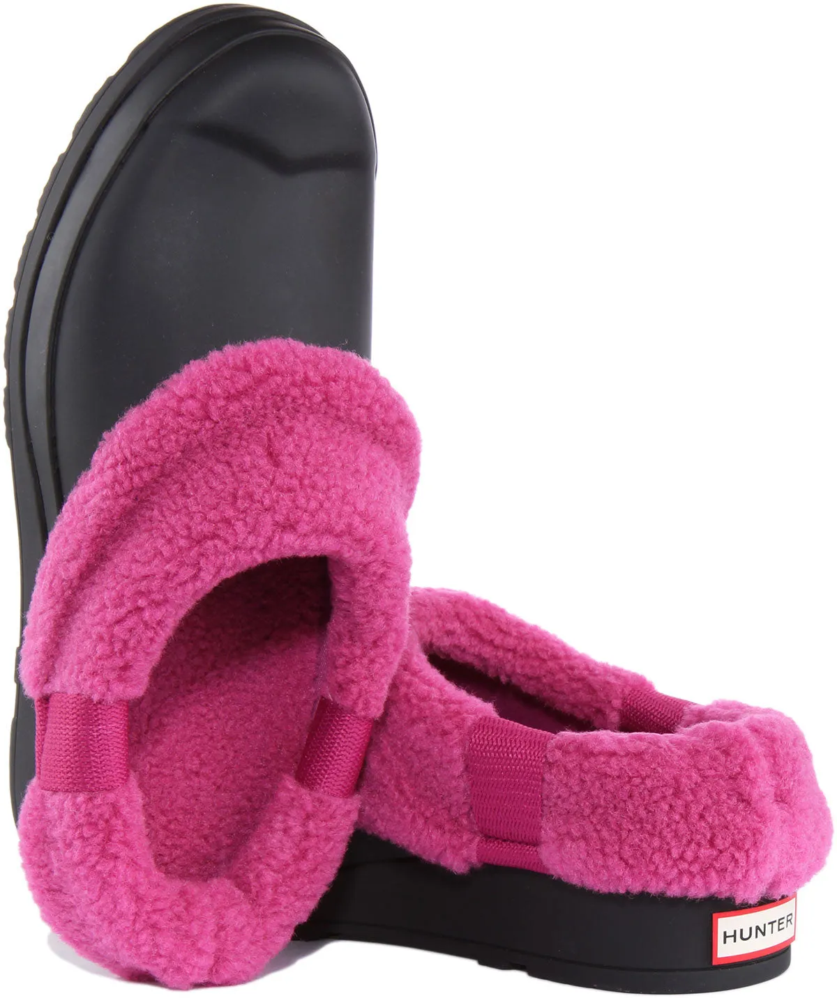 Hunter Play Zuecos veganos con aislamiento de piel de becerro para mujer en negro