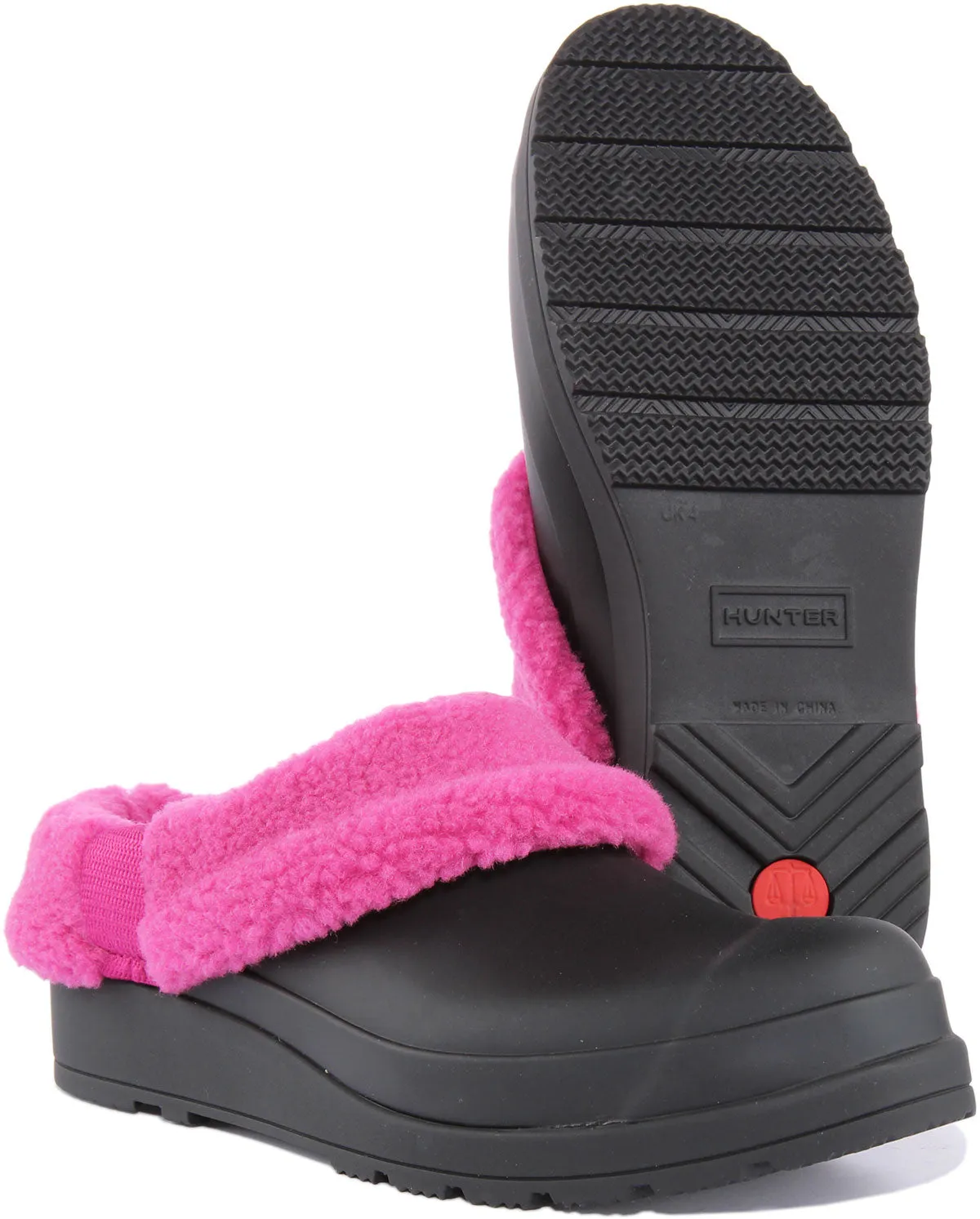 Hunter Play Zuecos veganos con aislamiento de piel de becerro para mujer en negro