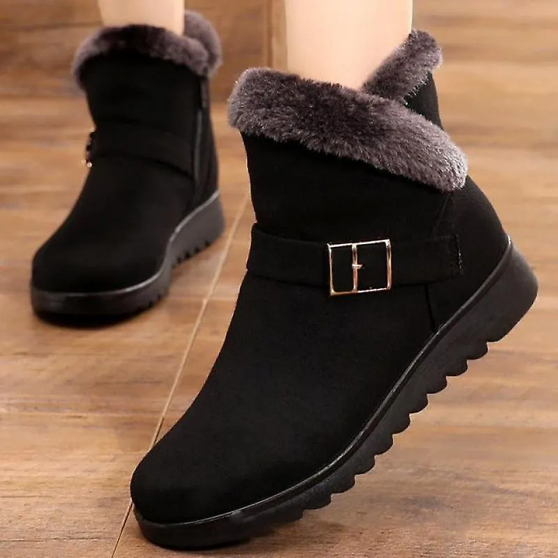 Invierno Cálido Botas de mujer Botas de nieve de felpa gruesa Cremallera para mujer Botines cómodos al aire libre Zapatos casual