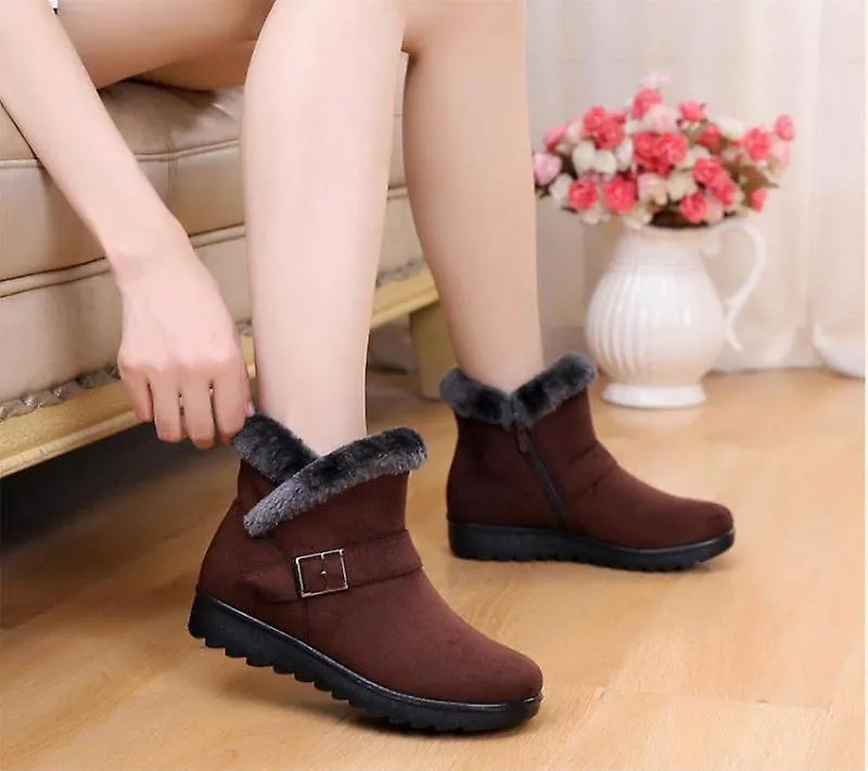 Invierno Cálido Botas de mujer Botas de nieve de felpa gruesa Cremallera para mujer Botines cómodos al aire libre Zapatos casual