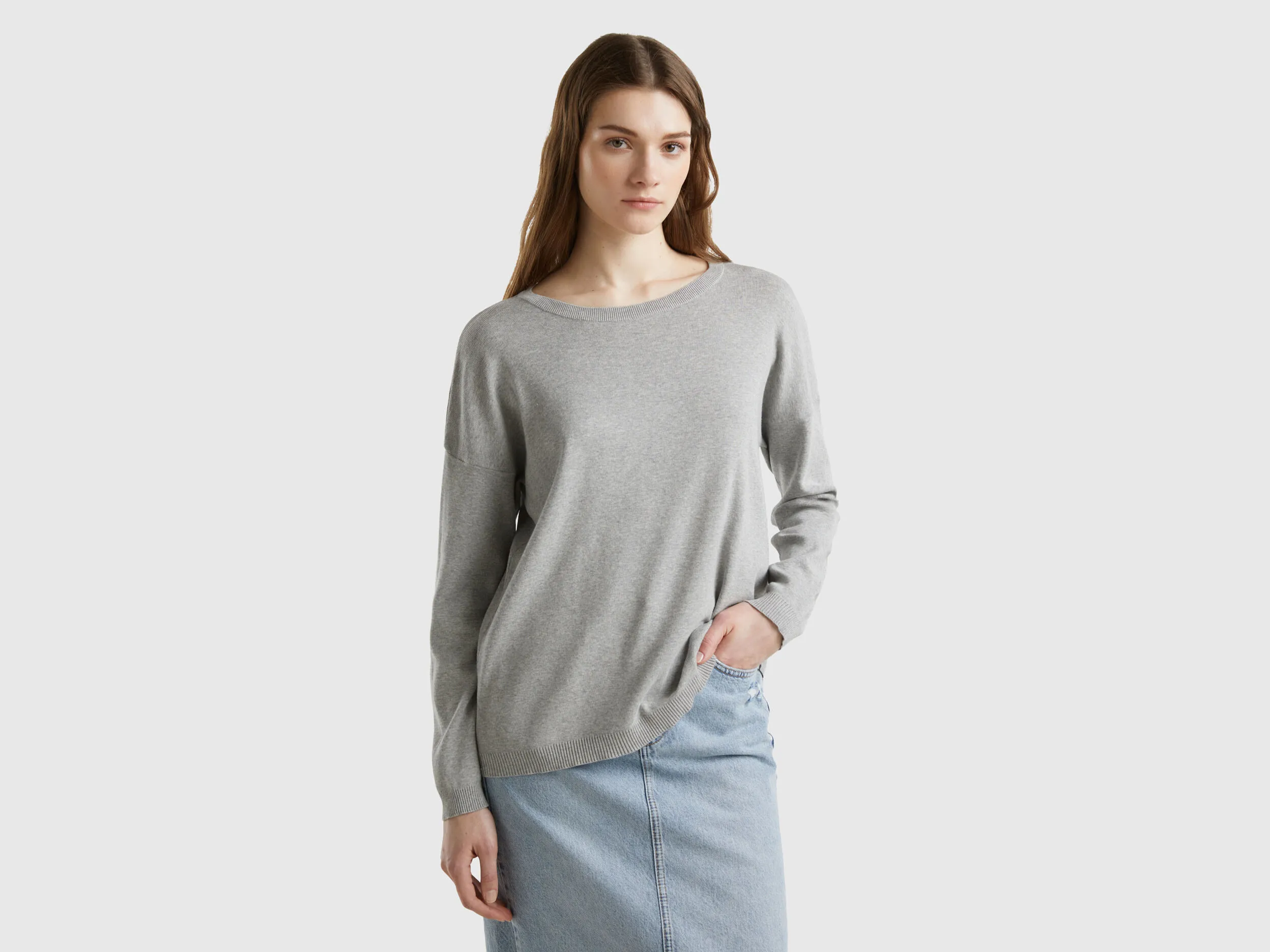 Jersey de algodón con escote redondo