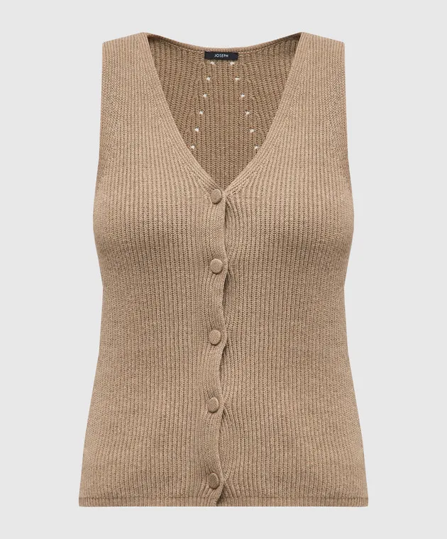 JOSEPH Brown vest with linen