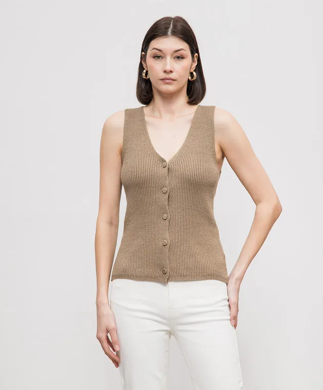 JOSEPH Brown vest with linen