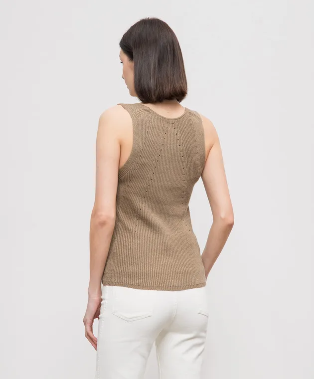 JOSEPH Brown vest with linen