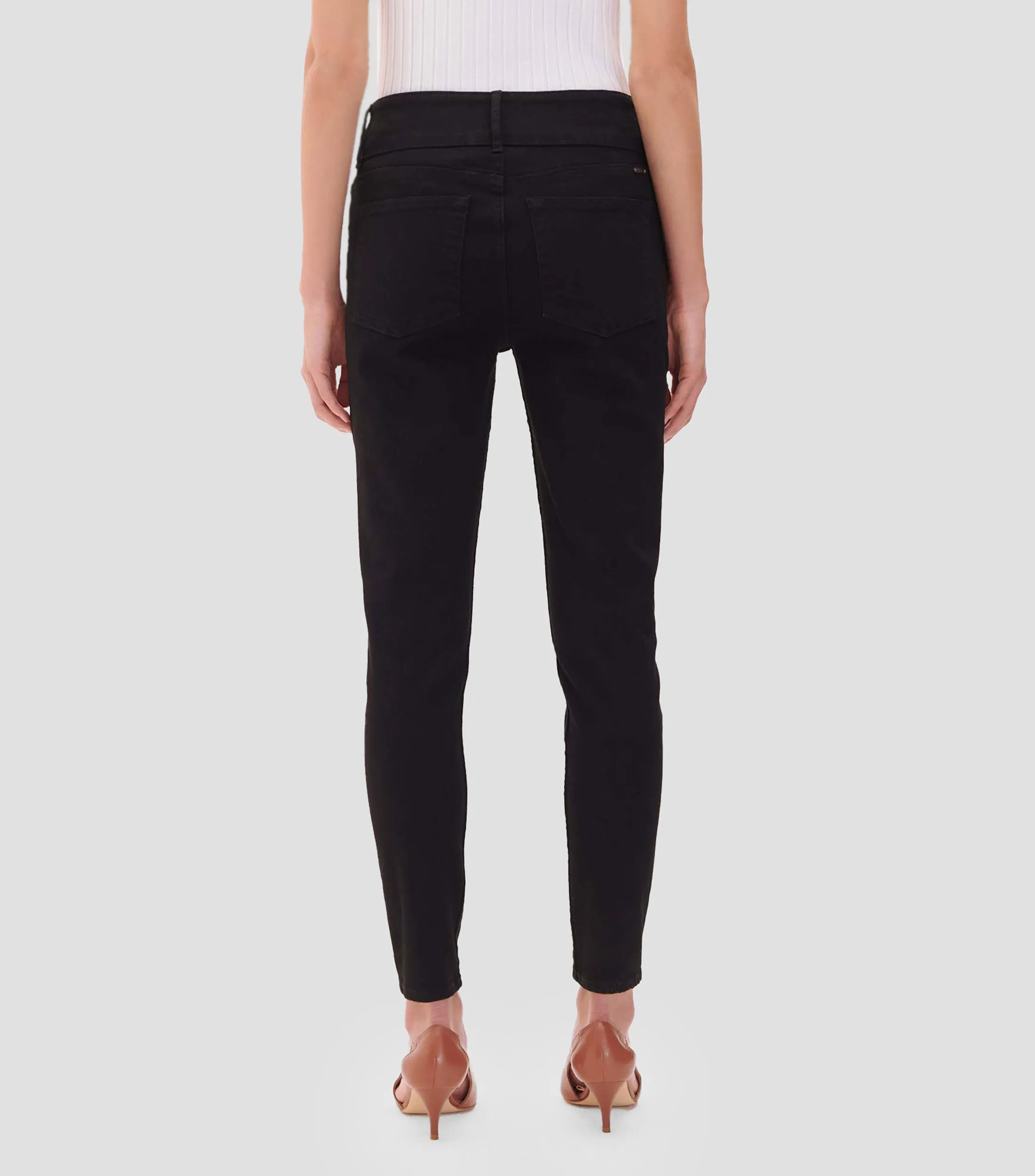 Julio Jeans Skinny Negros Tiro Medio Pretina Ancha Mujer