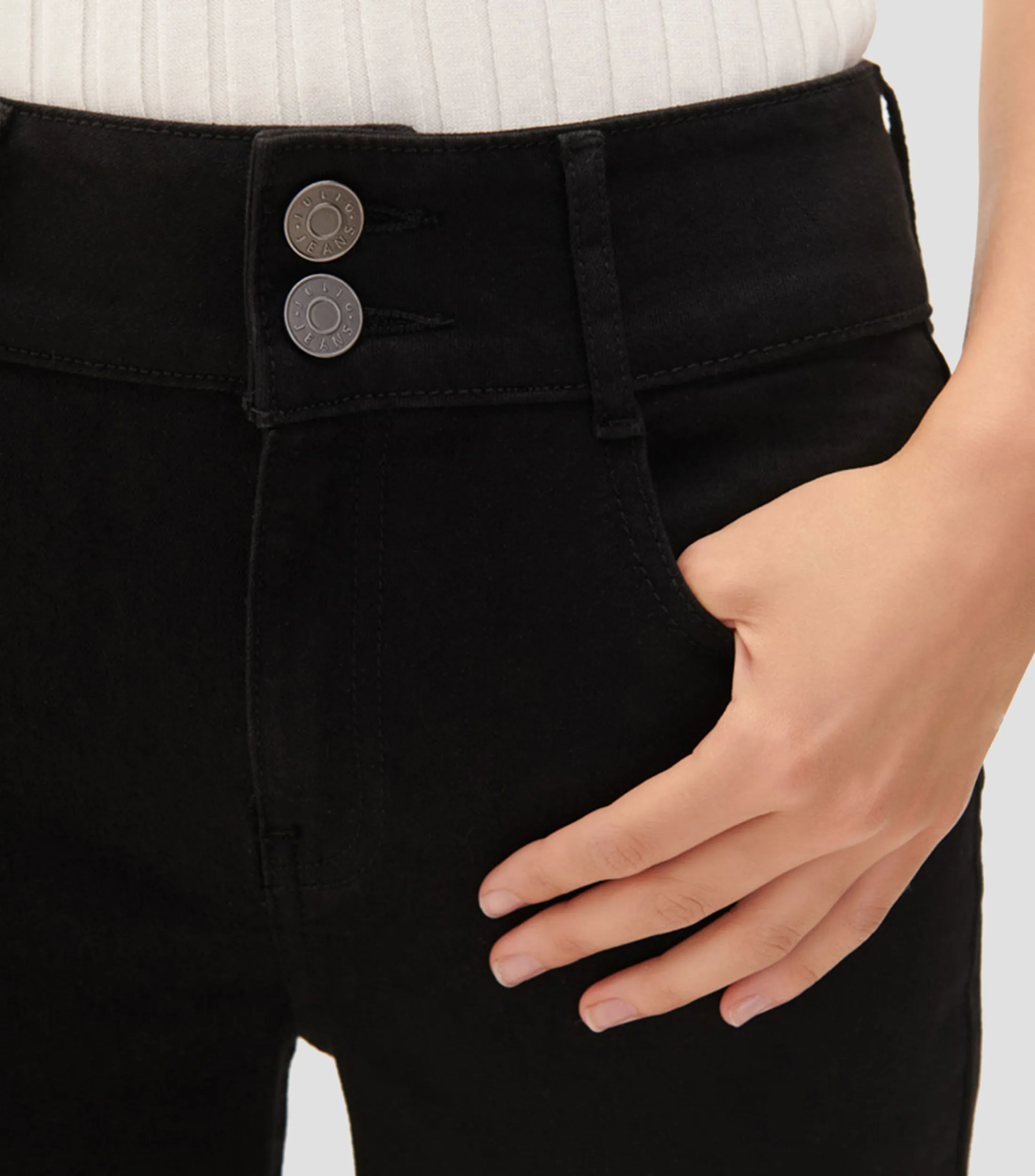 Julio Jeans Skinny Negros Tiro Medio Pretina Ancha Mujer