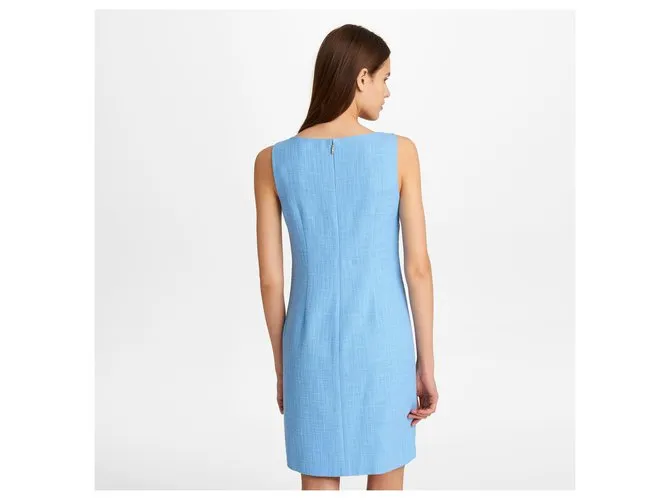 Karl Lagerfeld Vestido de tweed con detalle central de encaje. Azul claro 