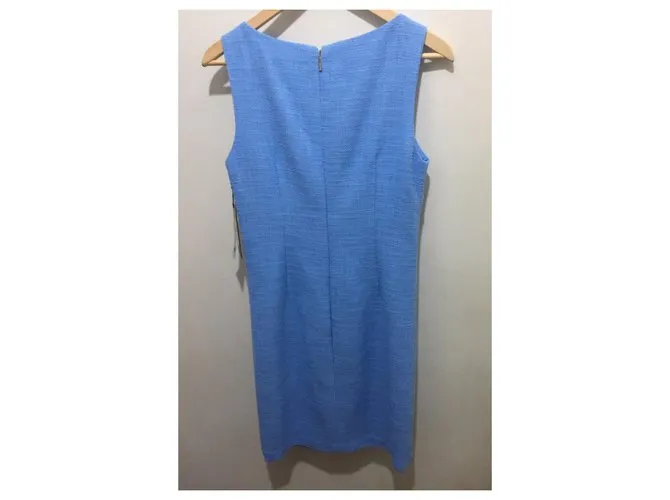 Karl Lagerfeld Vestido de tweed con detalle central de encaje. Azul claro 