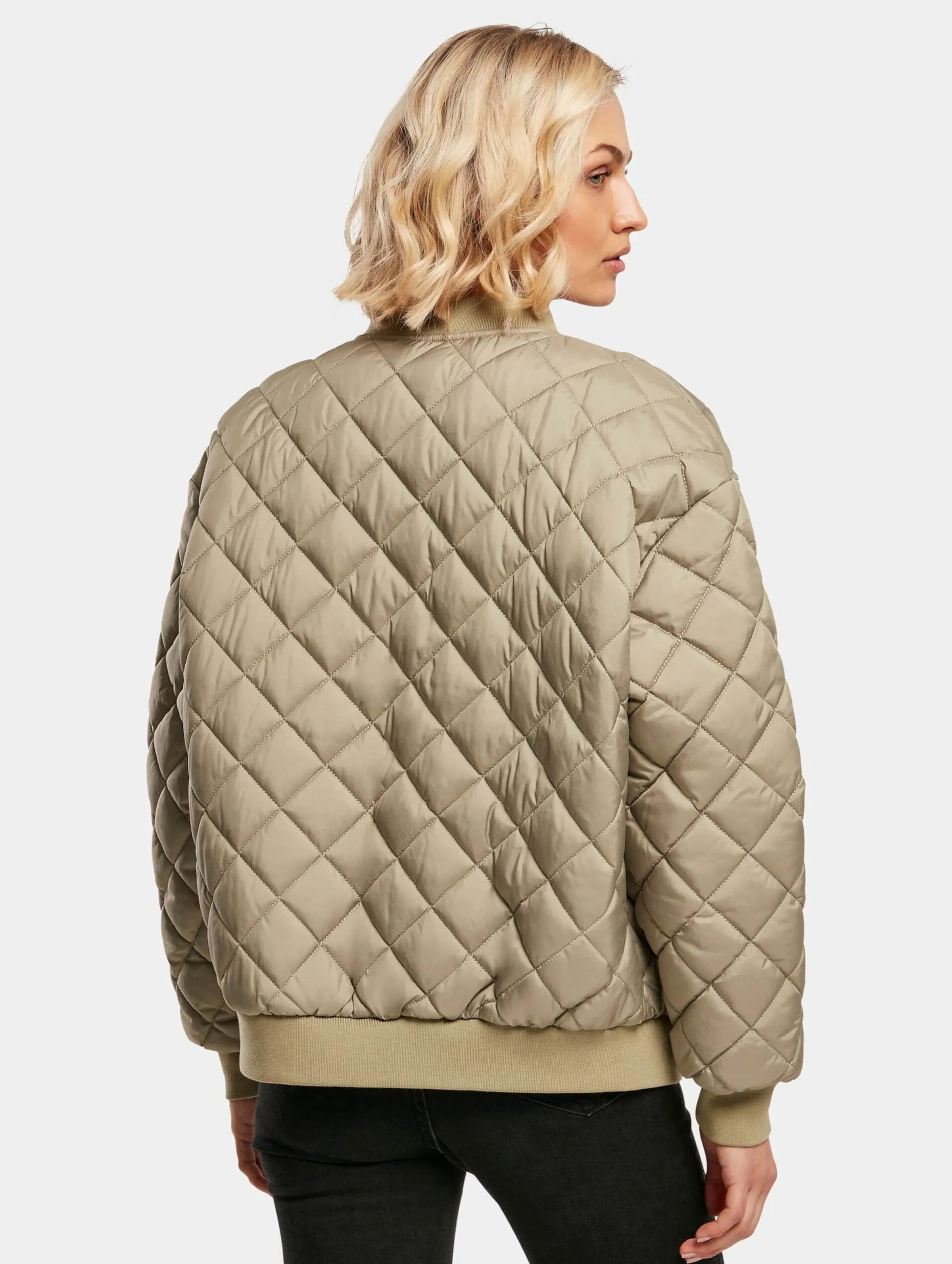 Ladies Oversized Diamond Quilted Bomber