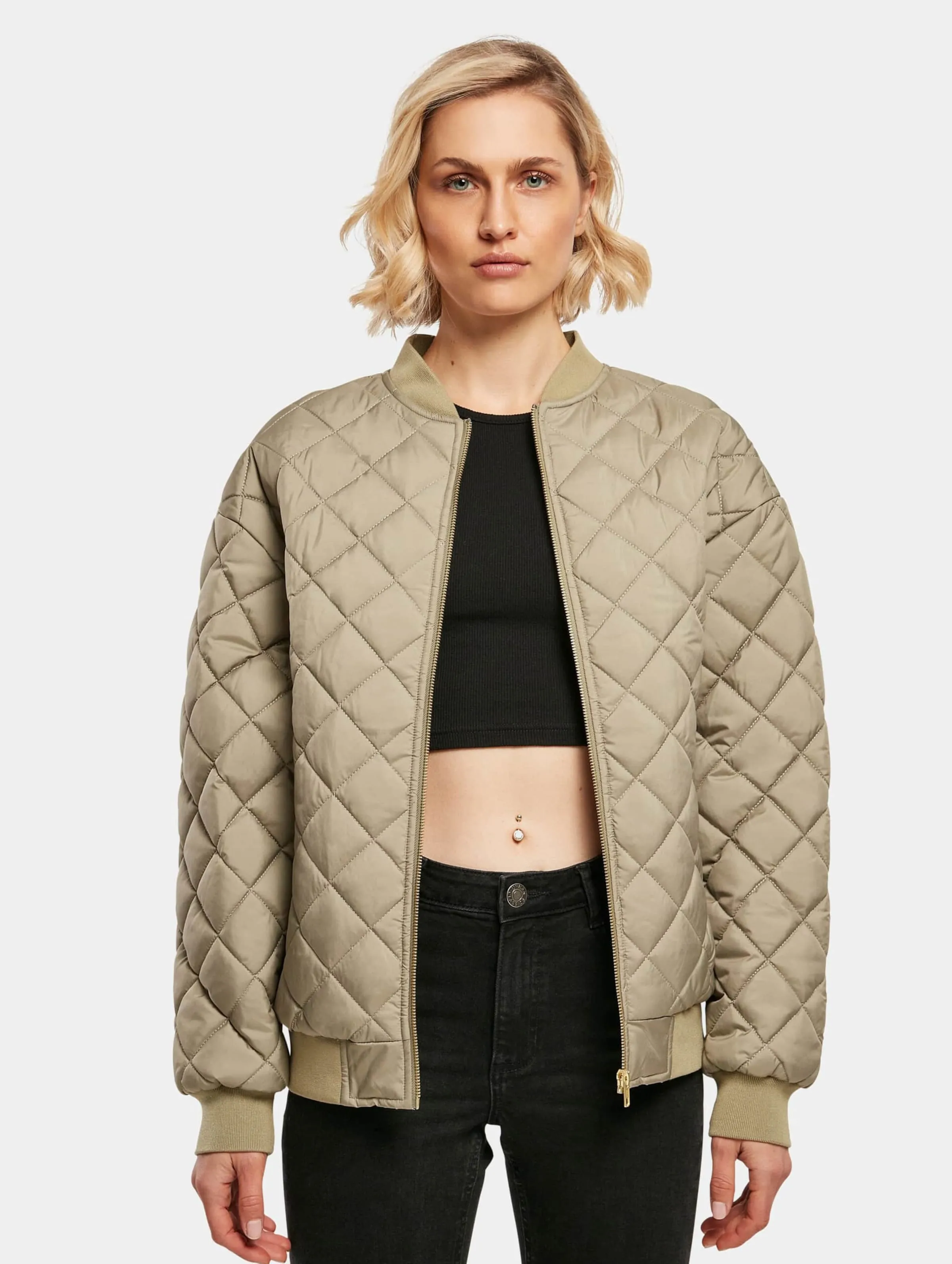 Ladies Oversized Diamond Quilted Bomber