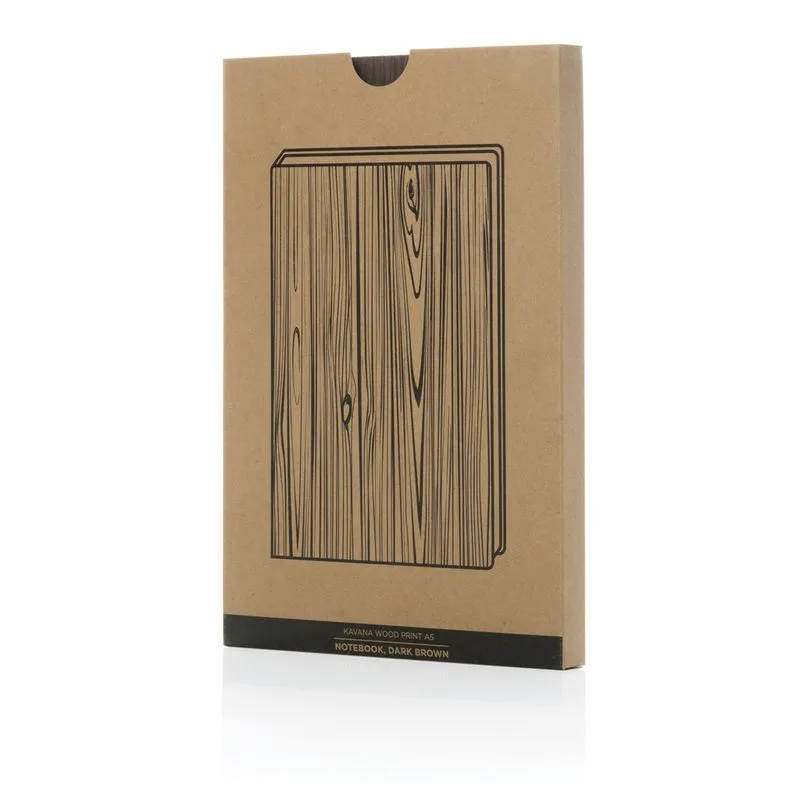 Libreta A5 con estampado de madera personalizada Kavana