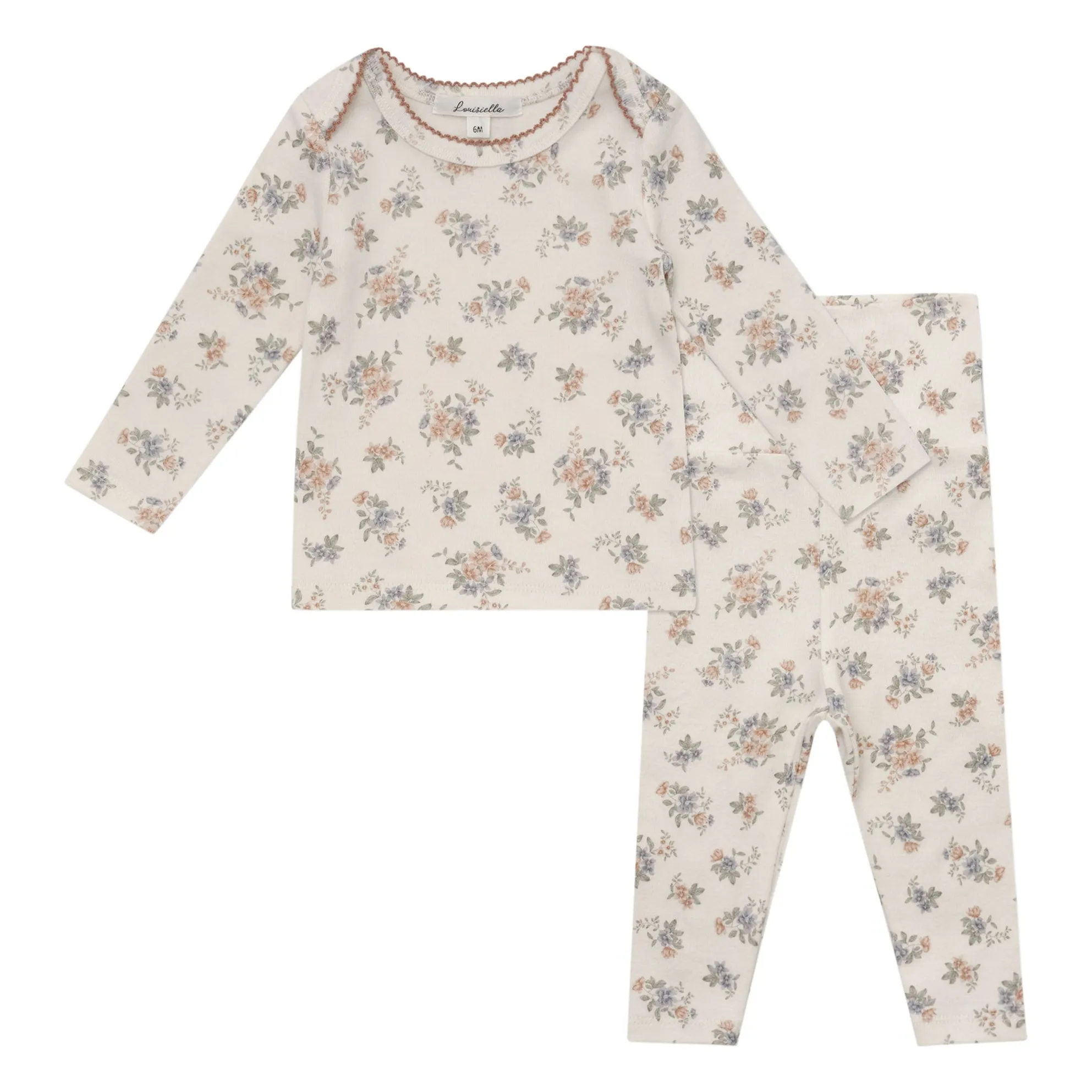 Louisiella Obnella Pijama Floral Bebé | Beige rosado
