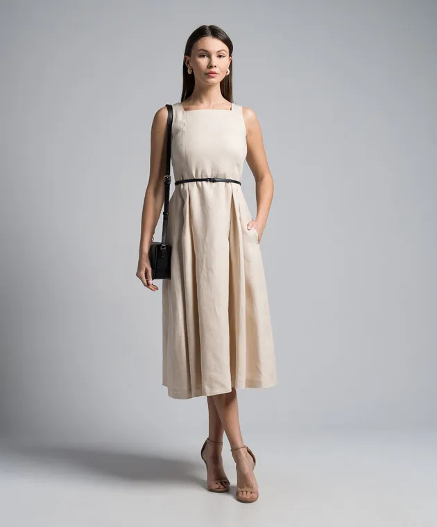 Max Mara CIPRO beige linen dress