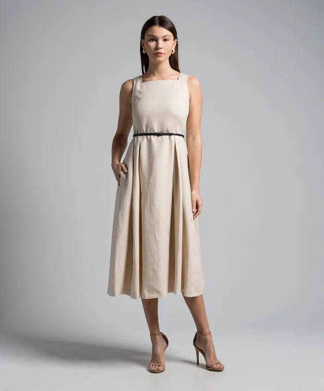 Max Mara CIPRO beige linen dress